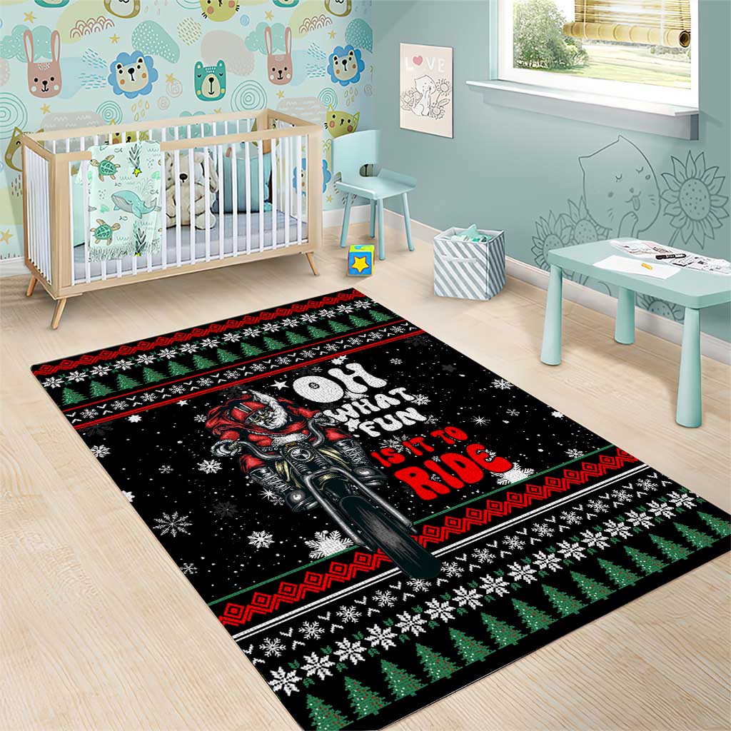 Santa And Motor Christmas Area Rug Xmas Holiday Patterns - Wonder Print Shop