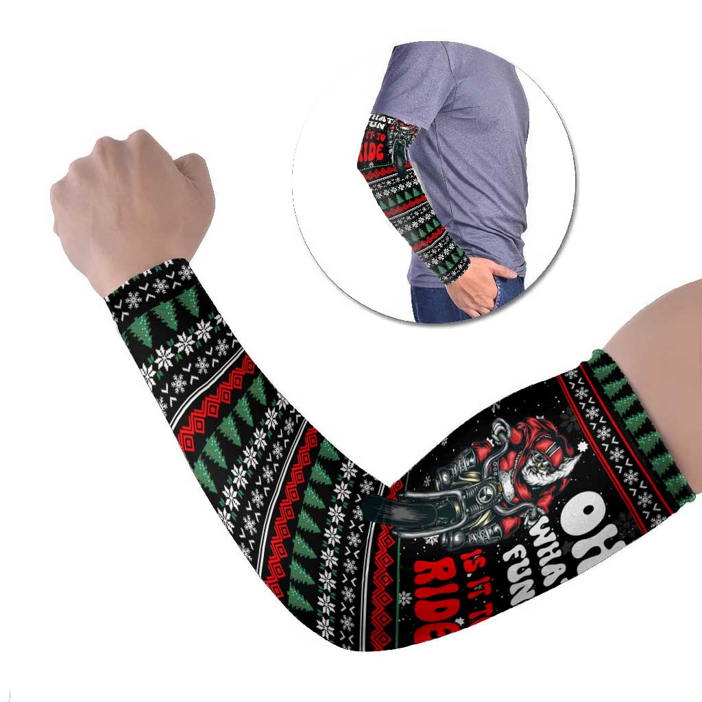 Santa And Motor Christmas Arm Sleeves Xmas Holiday Patterns - Wonder Print Shop