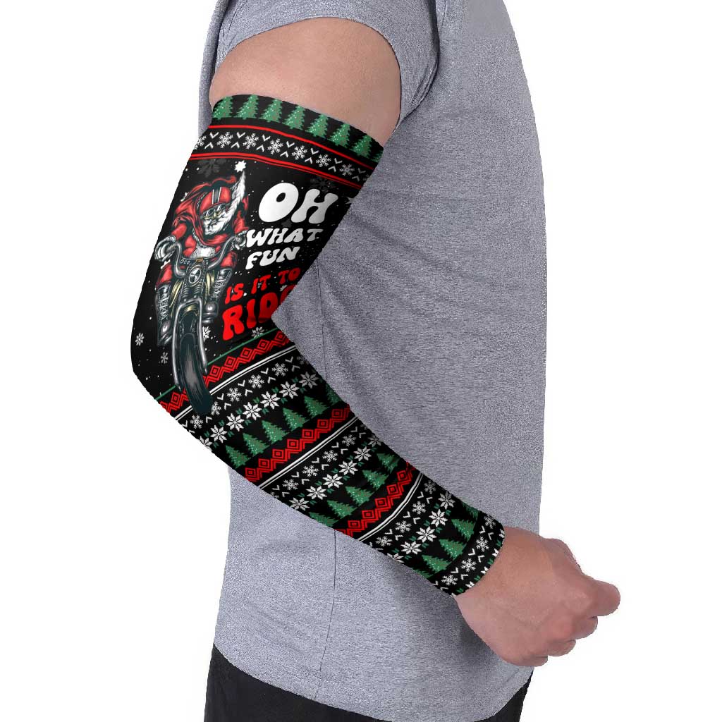Santa And Motor Christmas Arm Sleeves Xmas Holiday Patterns - Wonder Print Shop