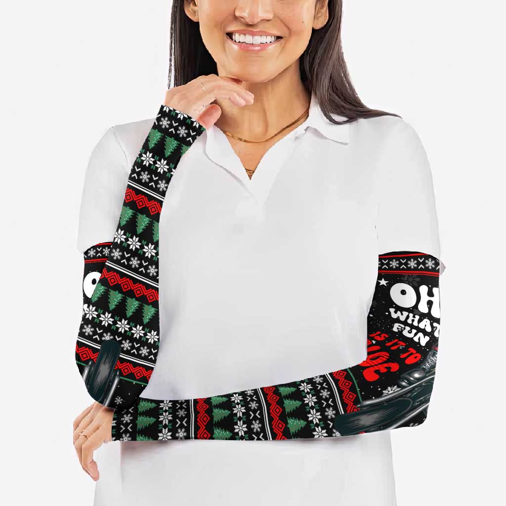 Santa And Motor Christmas Arm Sleeves Xmas Holiday Patterns - Wonder Print Shop