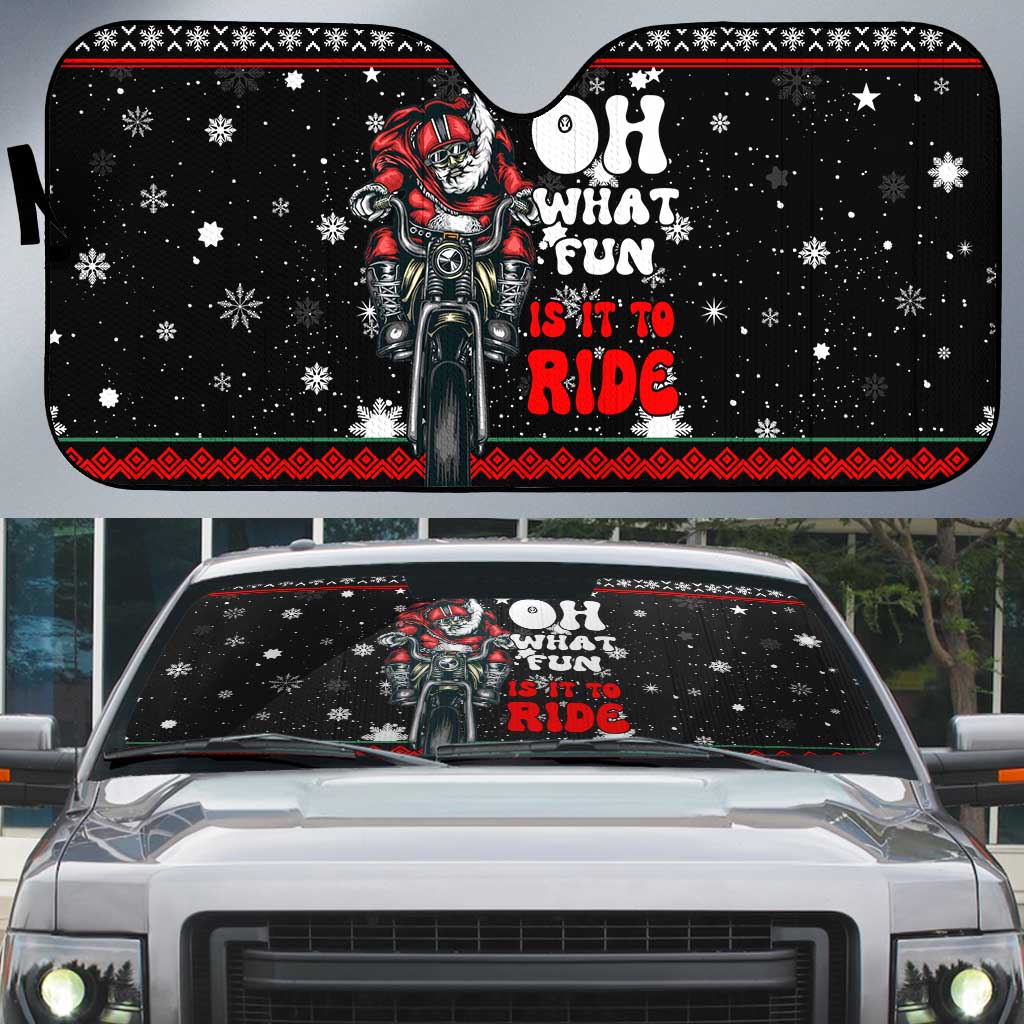 Santa And Motor Christmas Auto Sun Shade Xmas Holiday Patterns - Wonder Print Shop