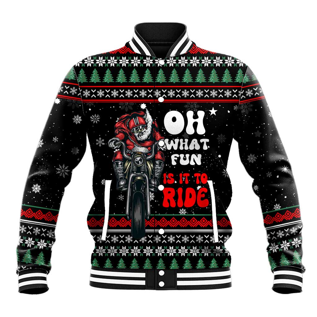 Santa And Motor Christmas Baseball Jacket Xmas Holiday Patterns - Wonder Print Shop