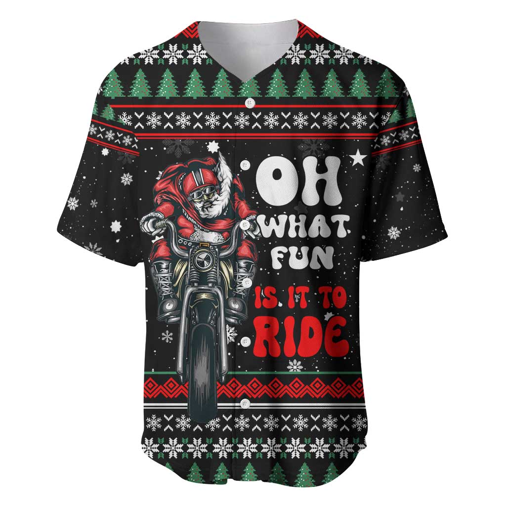 Santa And Motor Christmas Baseball Jersey Xmas Holiday Patterns - Wonder Print Shop