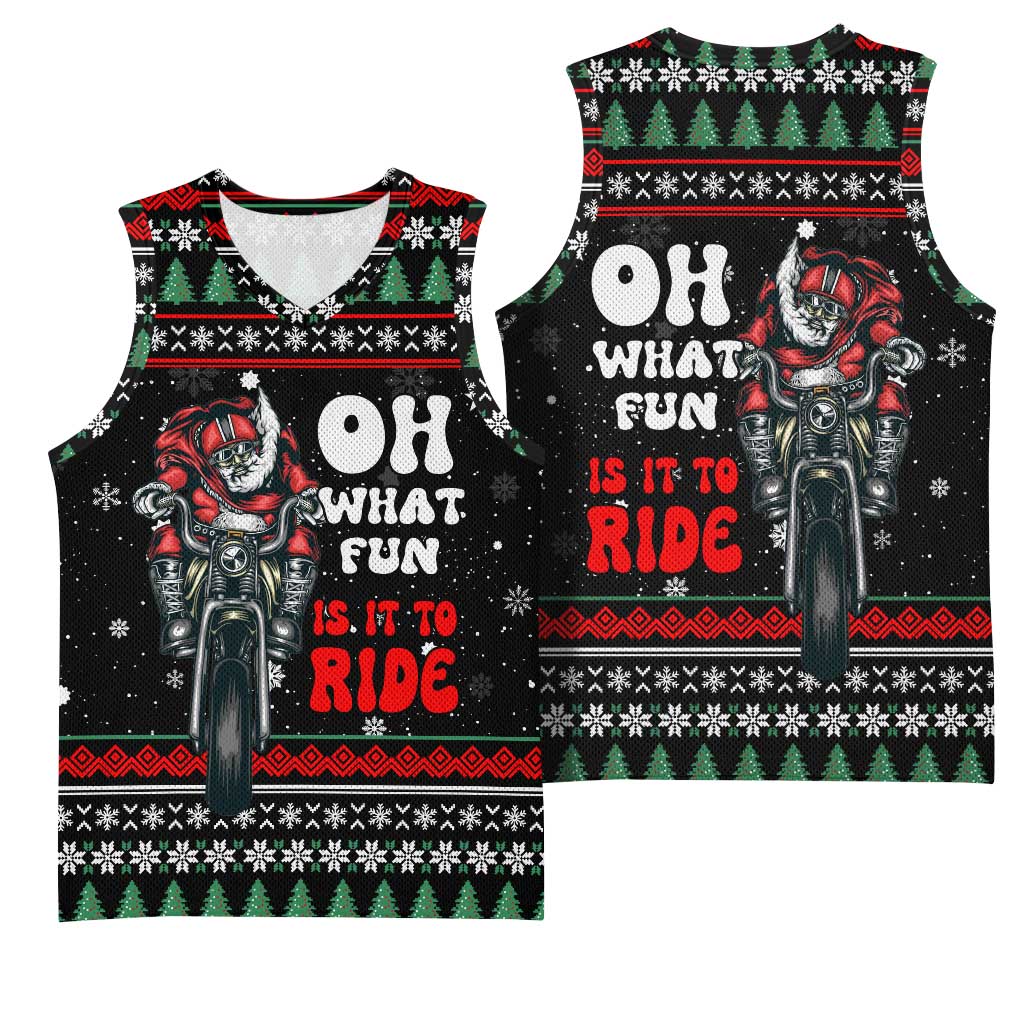 Santa And Motor Christmas Basketball Jersey Xmas Holiday Patterns - Wonder Print Shop