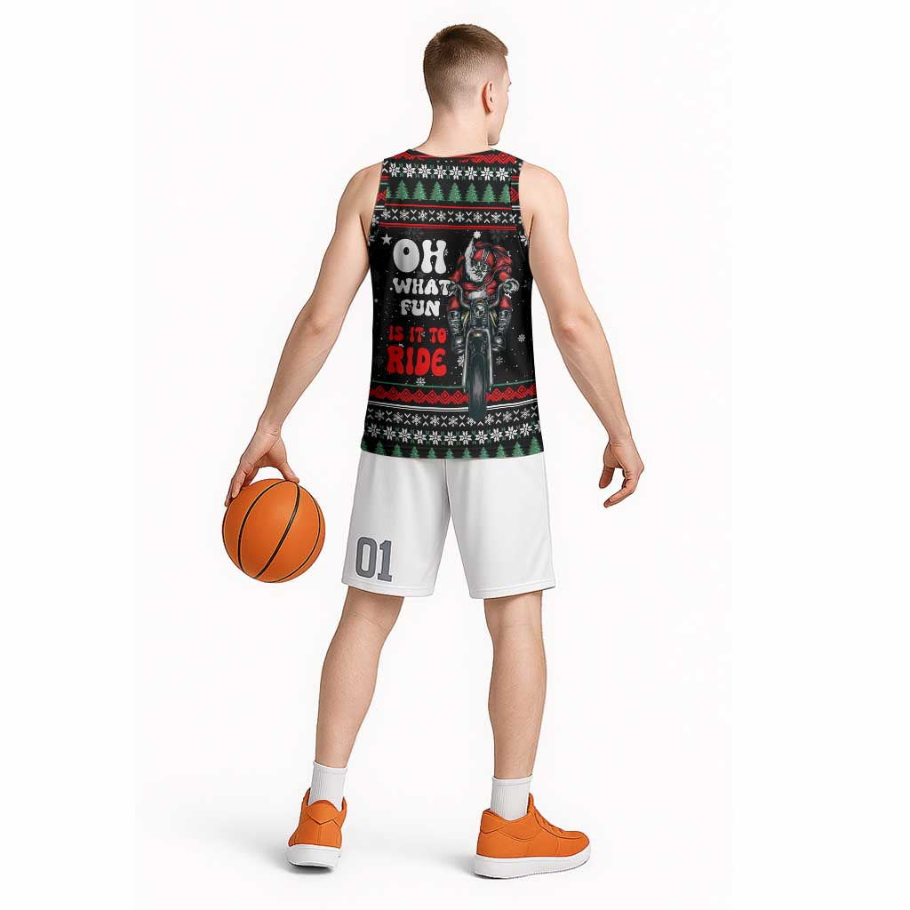 Santa And Motor Christmas Basketball Jersey Xmas Holiday Patterns - Wonder Print Shop
