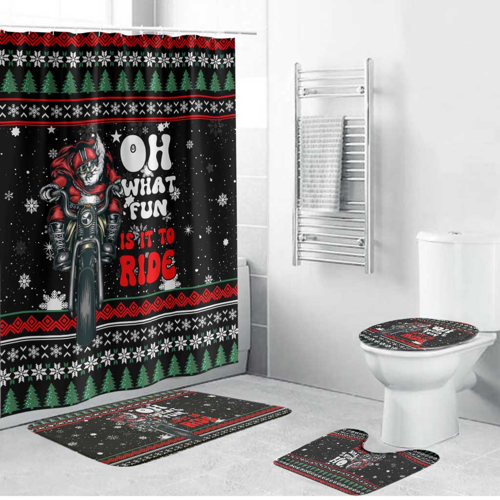 Santa And Motor Christmas Bathroom Set Xmas Holiday Patterns - Wonder Print Shop