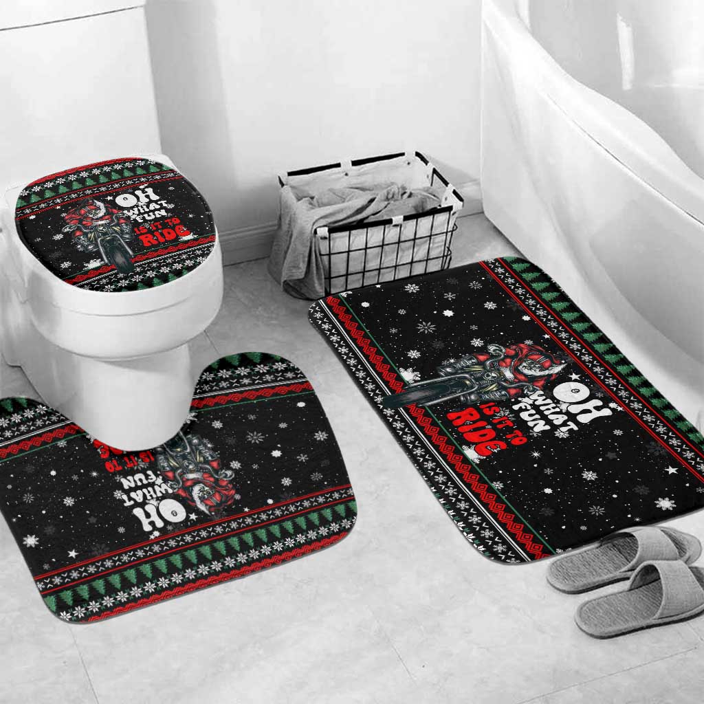 Santa And Motor Christmas Bathroom Set Xmas Holiday Patterns - Wonder Print Shop