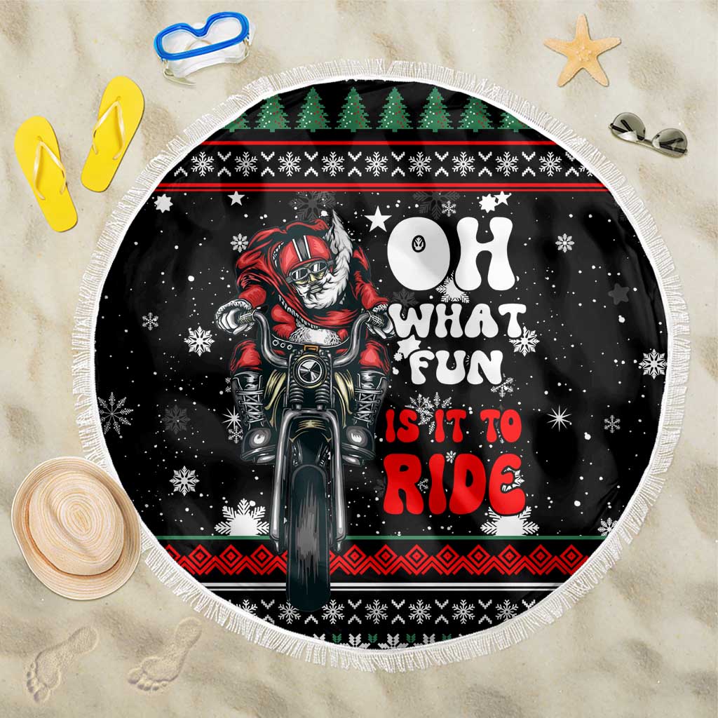 Santa And Motor Christmas Beach Blanket Xmas Holiday Patterns - Wonder Print Shop