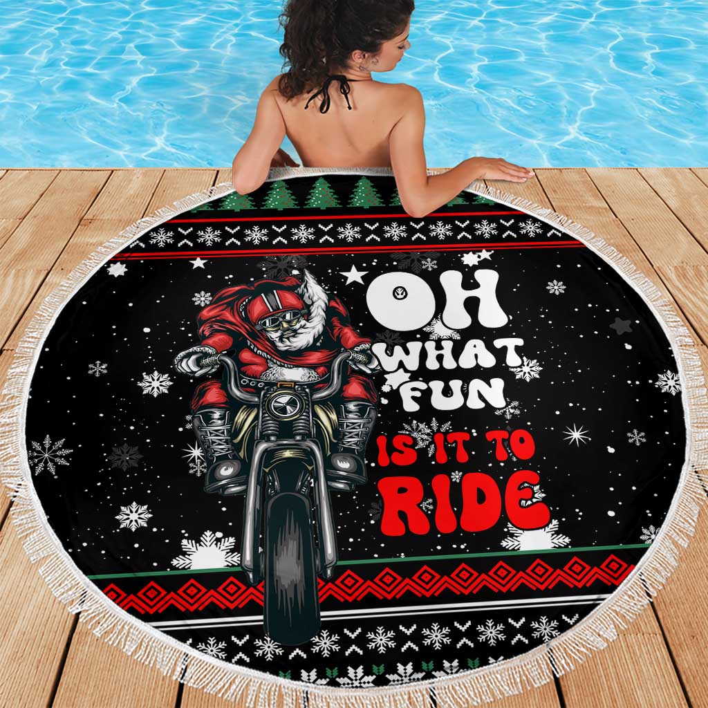 Santa And Motor Christmas Beach Blanket Xmas Holiday Patterns - Wonder Print Shop