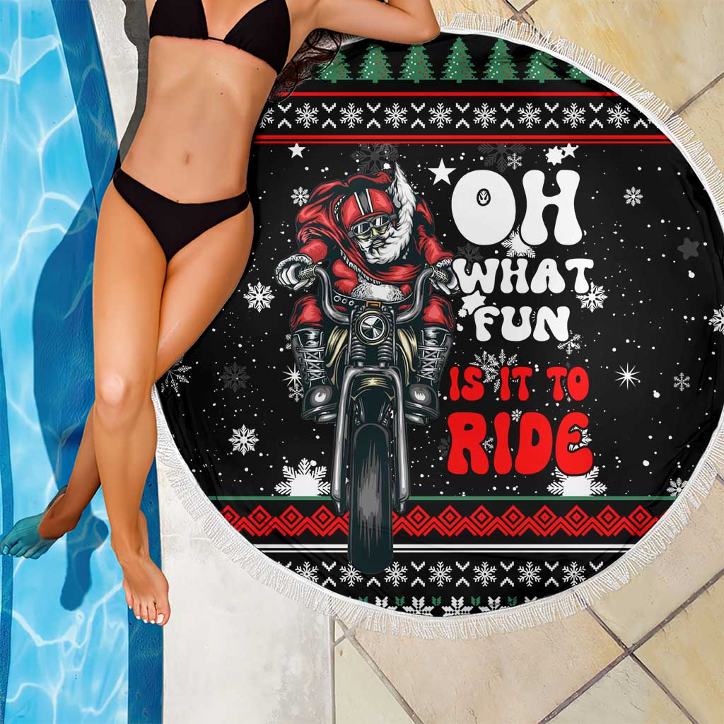 Santa And Motor Christmas Beach Blanket Xmas Holiday Patterns - Wonder Print Shop