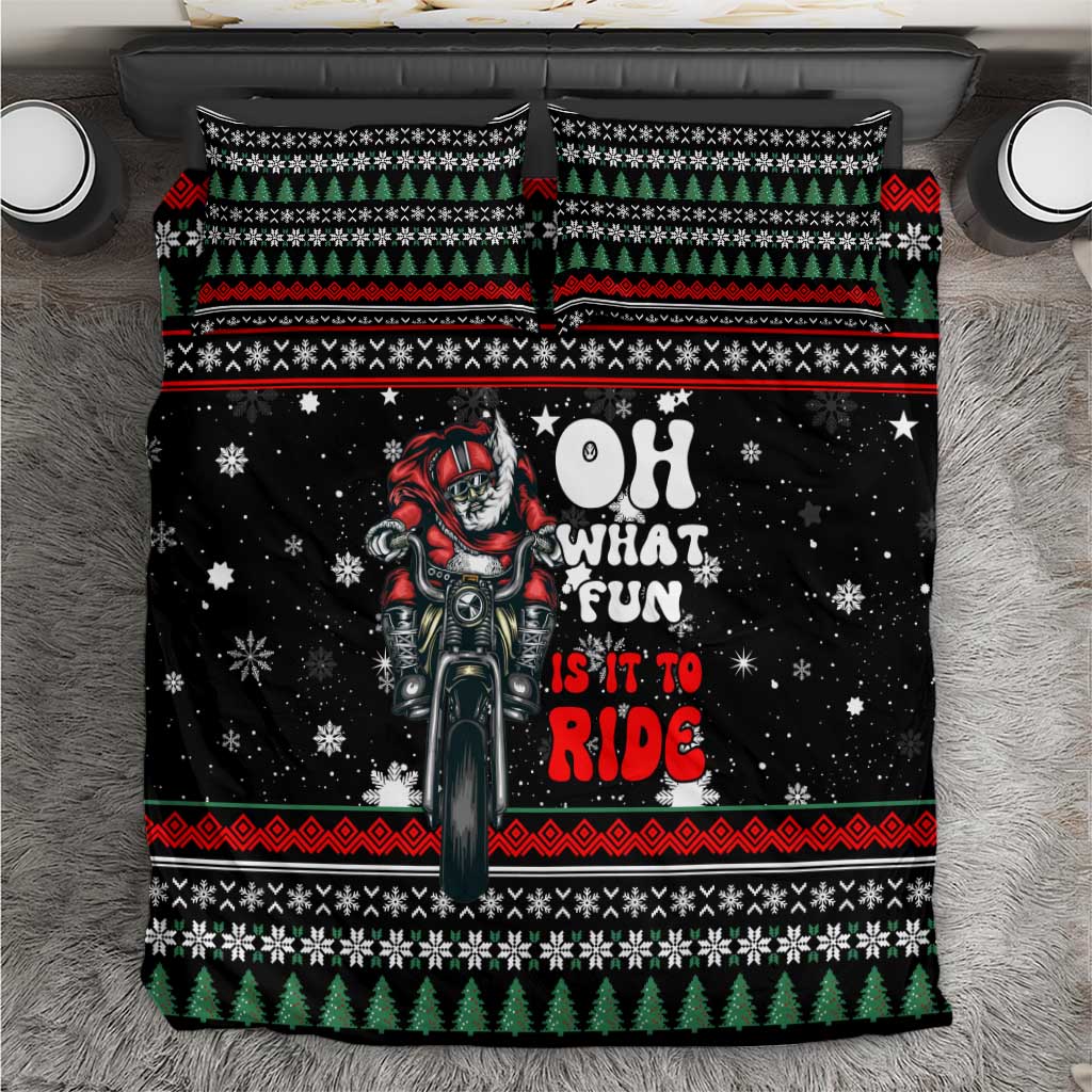 Santa And Motor Christmas Bedding Set Xmas Holiday Patterns - Wonder Print Shop