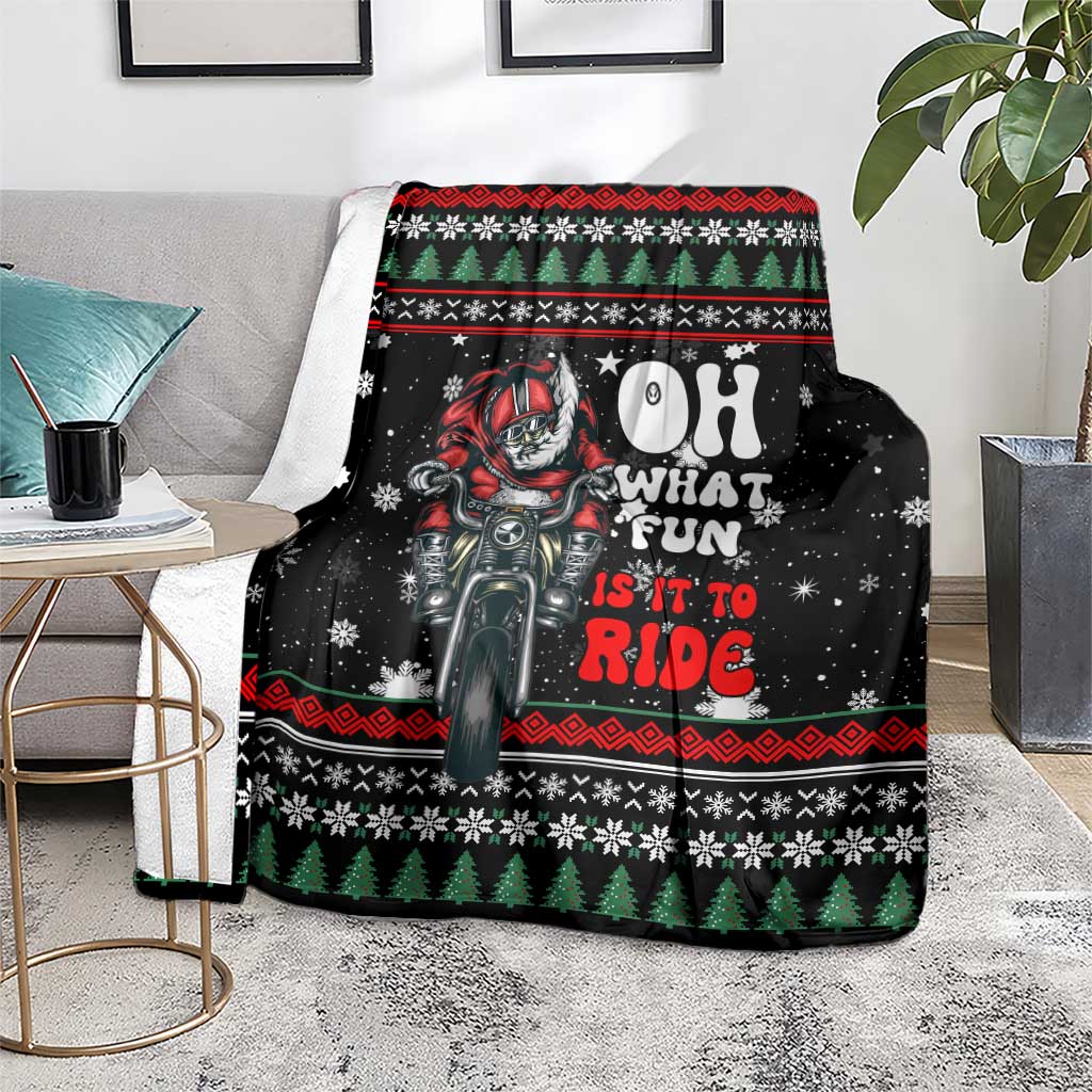 Santa And Motor Christmas Blanket Xmas Holiday Patterns - Wonder Print Shop