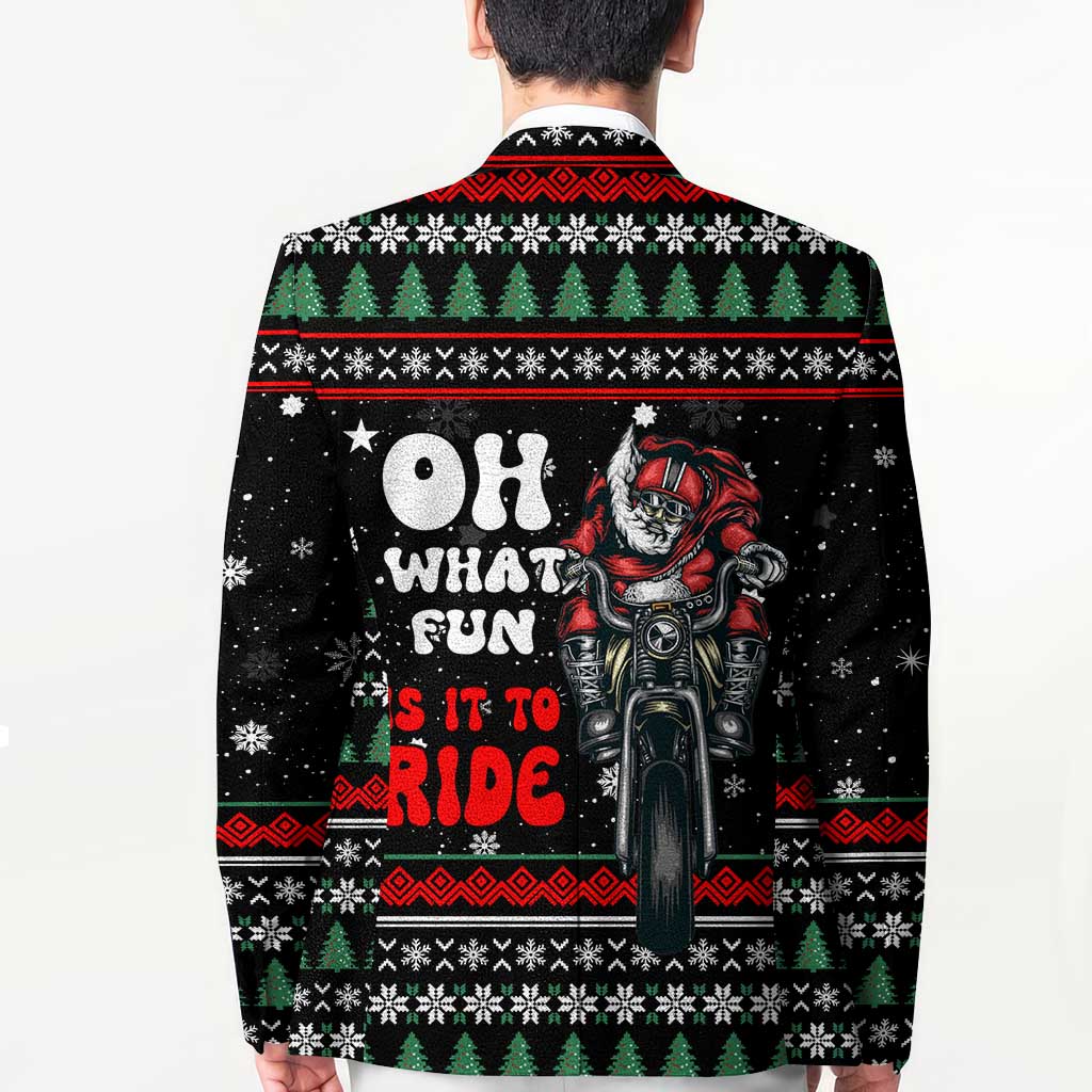 Santa And Motor Christmas Blazer Xmas Holiday Patterns - Wonder Print Shop