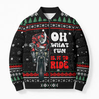 Santa And Motor Christmas Bomber Puffer Jacket Xmas Holiday Patterns - Wonder Print Shop