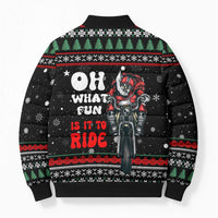 Santa And Motor Christmas Bomber Puffer Jacket Xmas Holiday Patterns - Wonder Print Shop