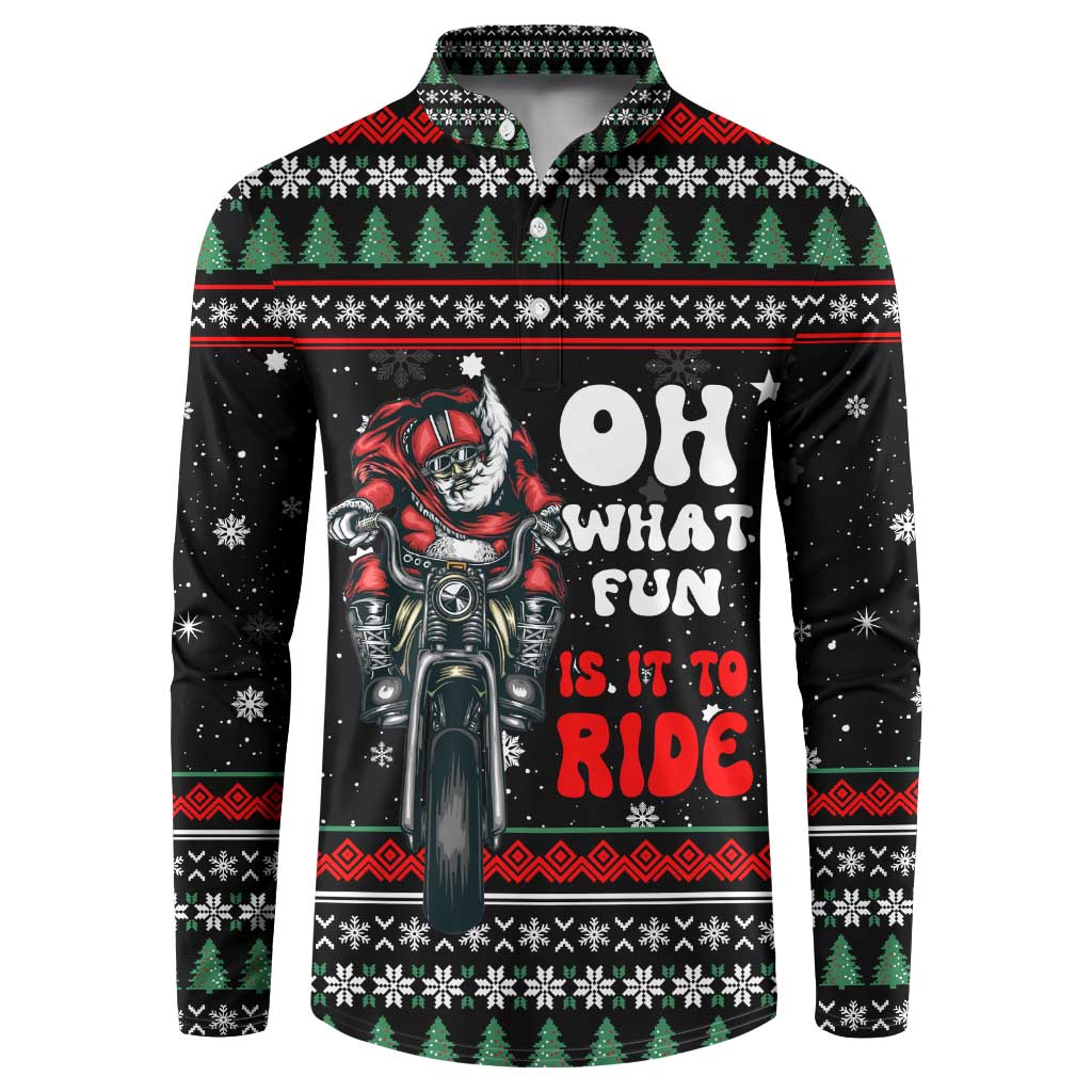 Santa And Motor Christmas Button Sweatshirt Xmas Holiday Patterns - Wonder Print Shop