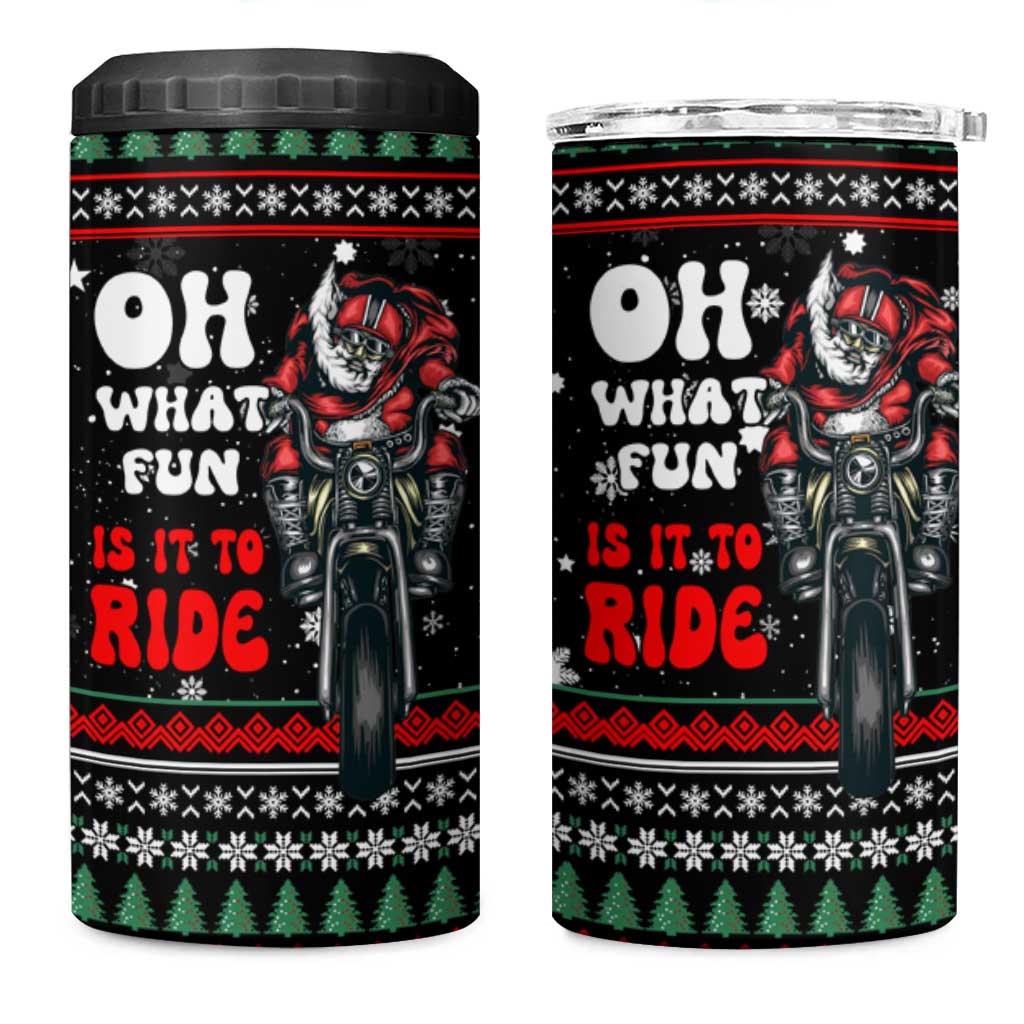 Santa And Motor Christmas 4 in 1 Can Cooler Tumbler Xmas Holiday Patterns - Wonder Print Shop