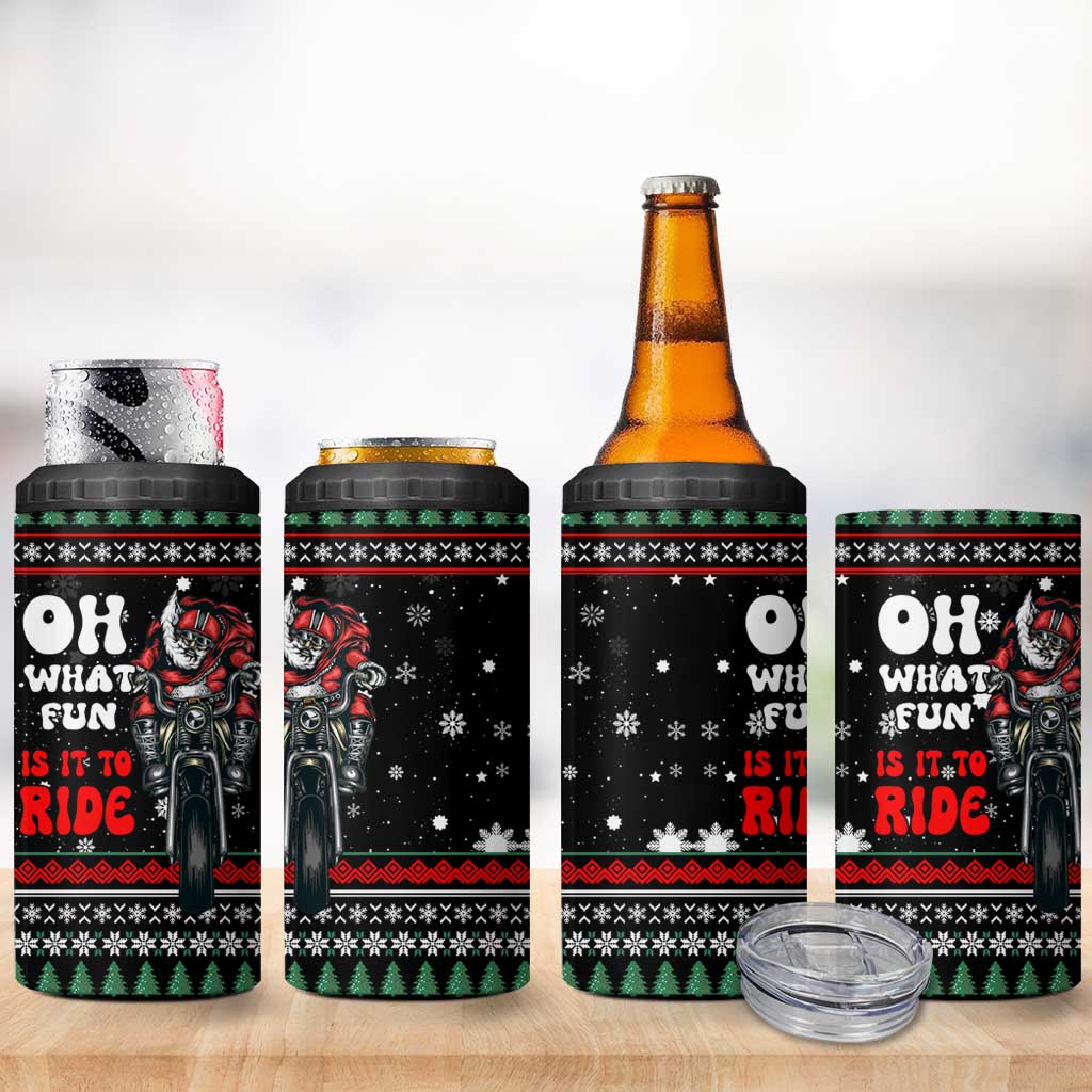 Santa And Motor Christmas 4 in 1 Can Cooler Tumbler Xmas Holiday Patterns - Wonder Print Shop