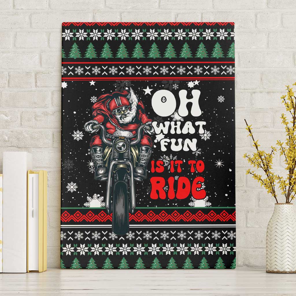 Santa And Motor Christmas Canvas Wall Art Xmas Holiday Patterns - Wonder Print Shop