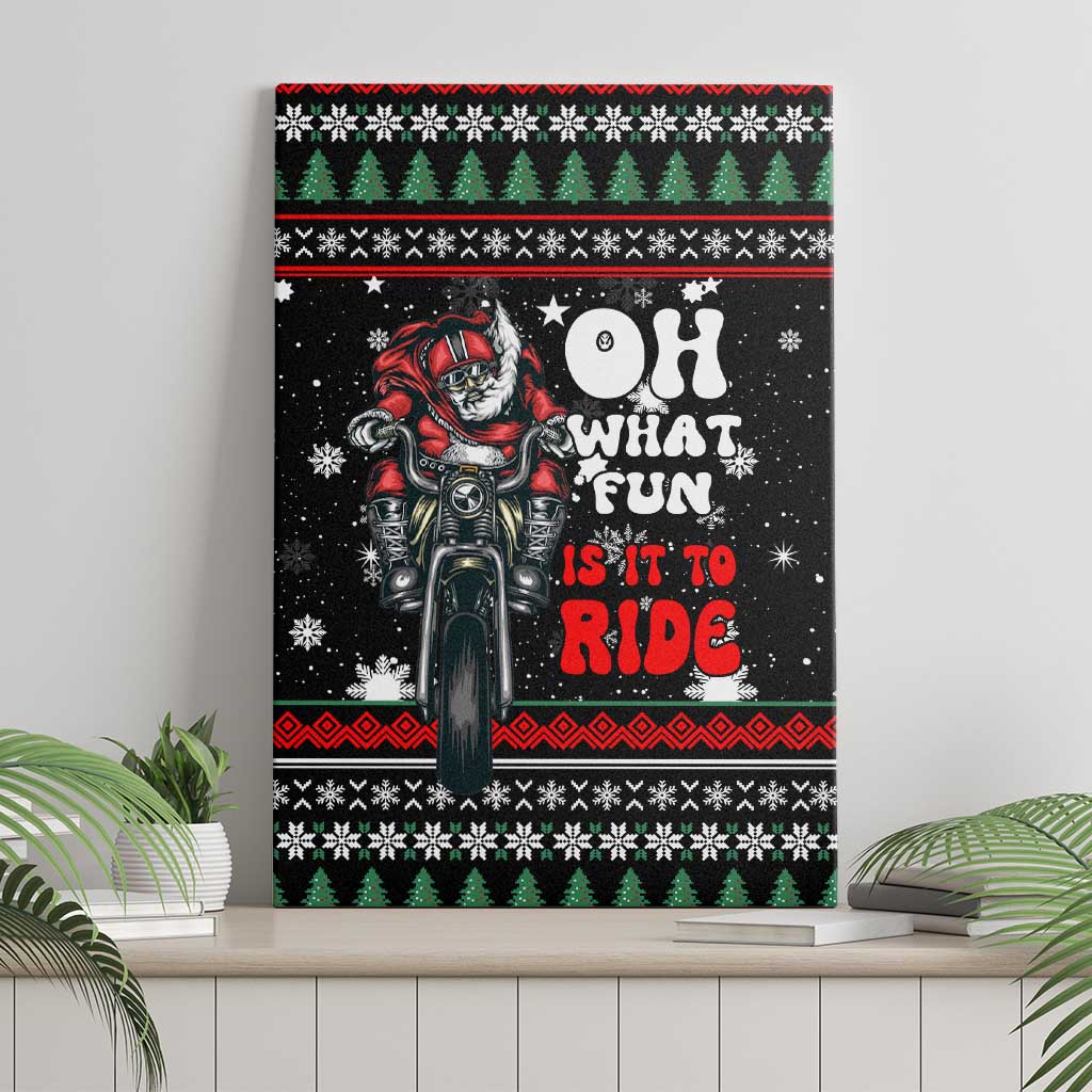 Santa And Motor Christmas Canvas Wall Art Xmas Holiday Patterns - Wonder Print Shop