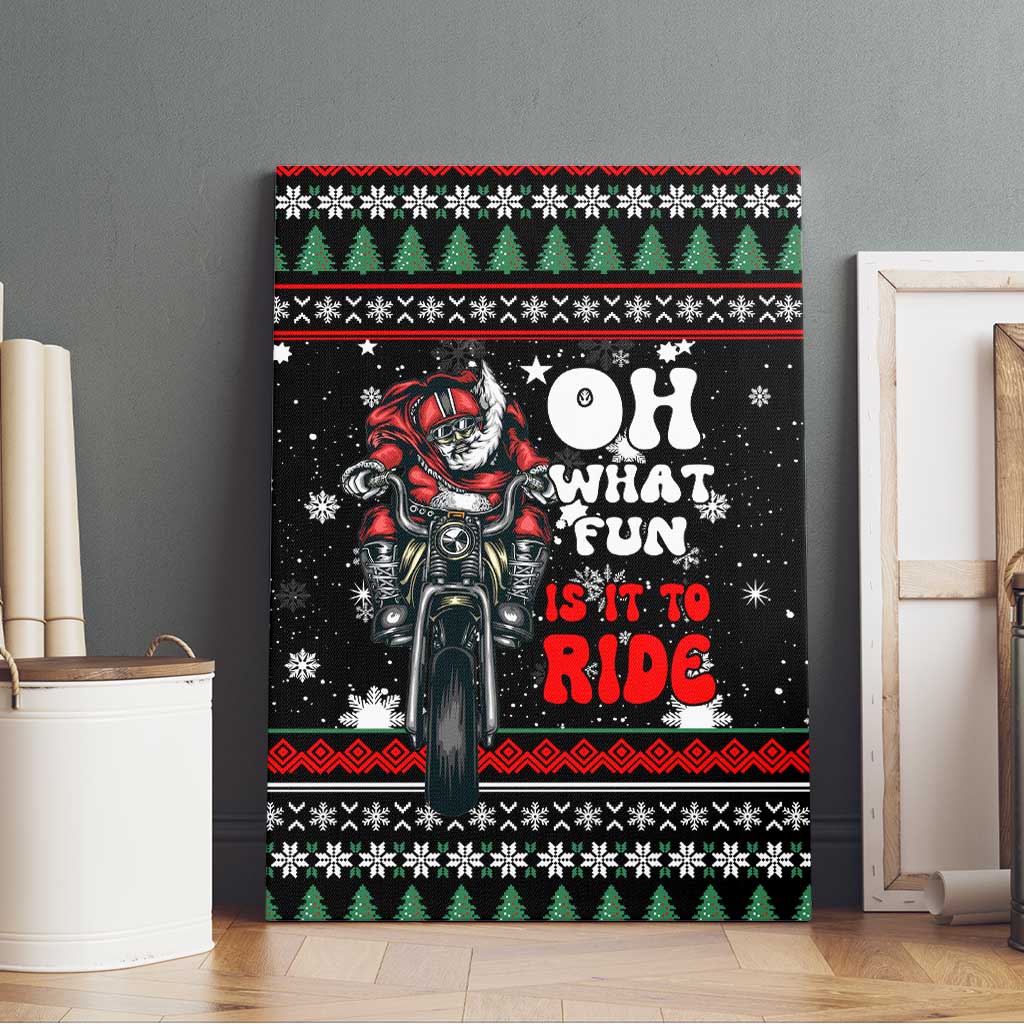 Santa And Motor Christmas Canvas Wall Art Xmas Holiday Patterns - Wonder Print Shop