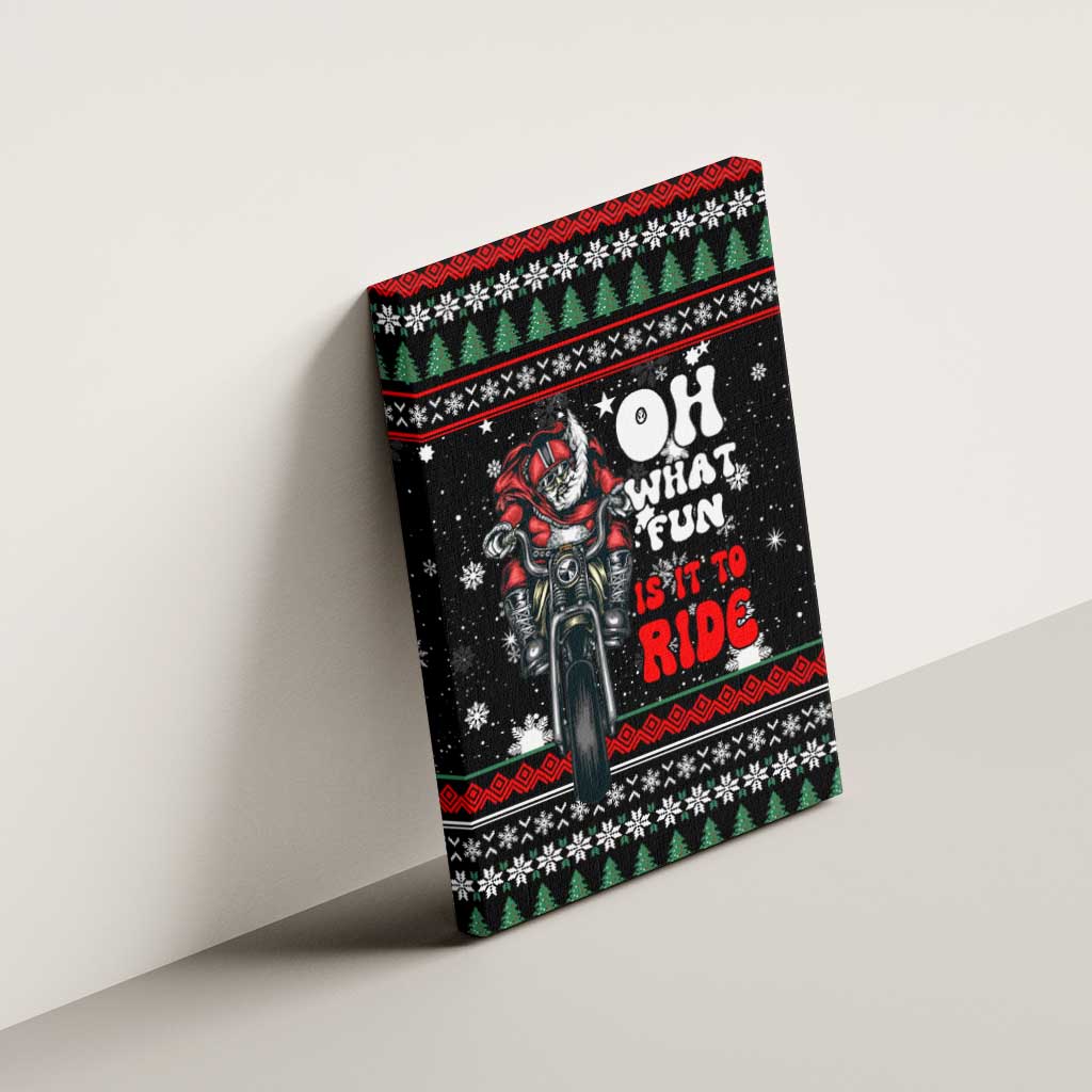 Santa And Motor Christmas Canvas Wall Art Xmas Holiday Patterns - Wonder Print Shop