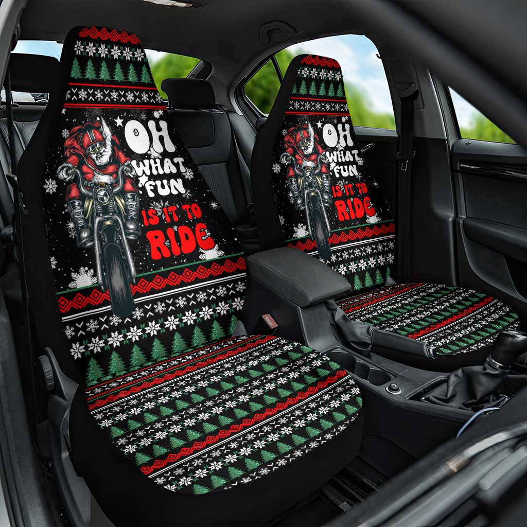 Santa And Motor Christmas Car Seat Cover Xmas Holiday Patterns - Wonder Print Shop