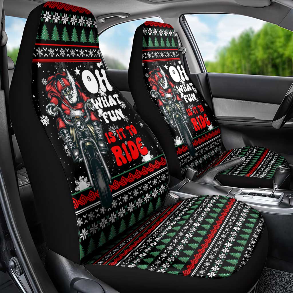Santa And Motor Christmas Car Seat Cover Xmas Holiday Patterns - Wonder Print Shop