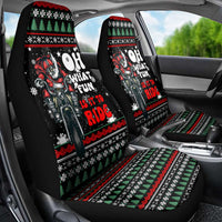 Santa And Motor Christmas Car Seat Cover Xmas Holiday Patterns - Wonder Print Shop