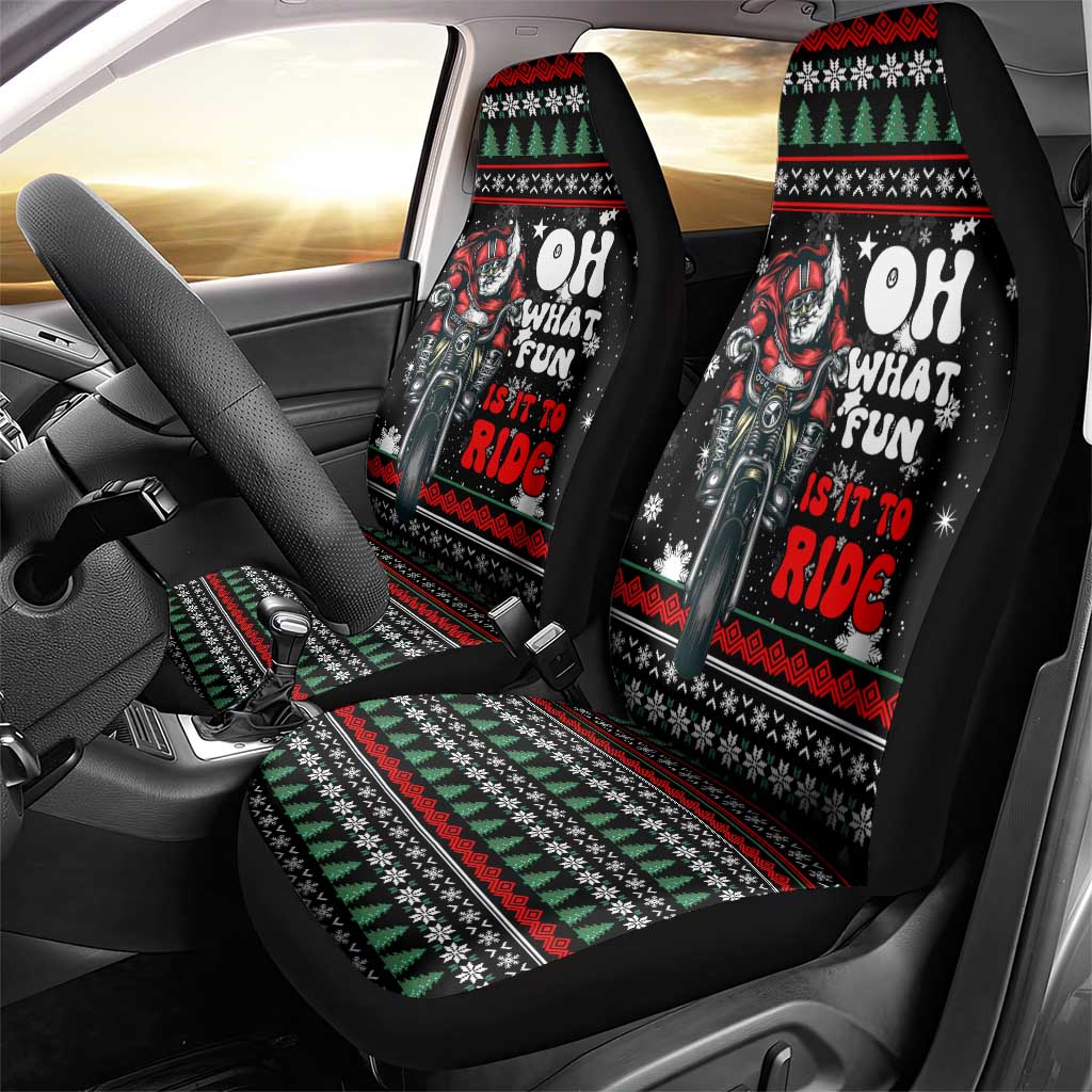 Santa And Motor Christmas Car Seat Cover Xmas Holiday Patterns - Wonder Print Shop