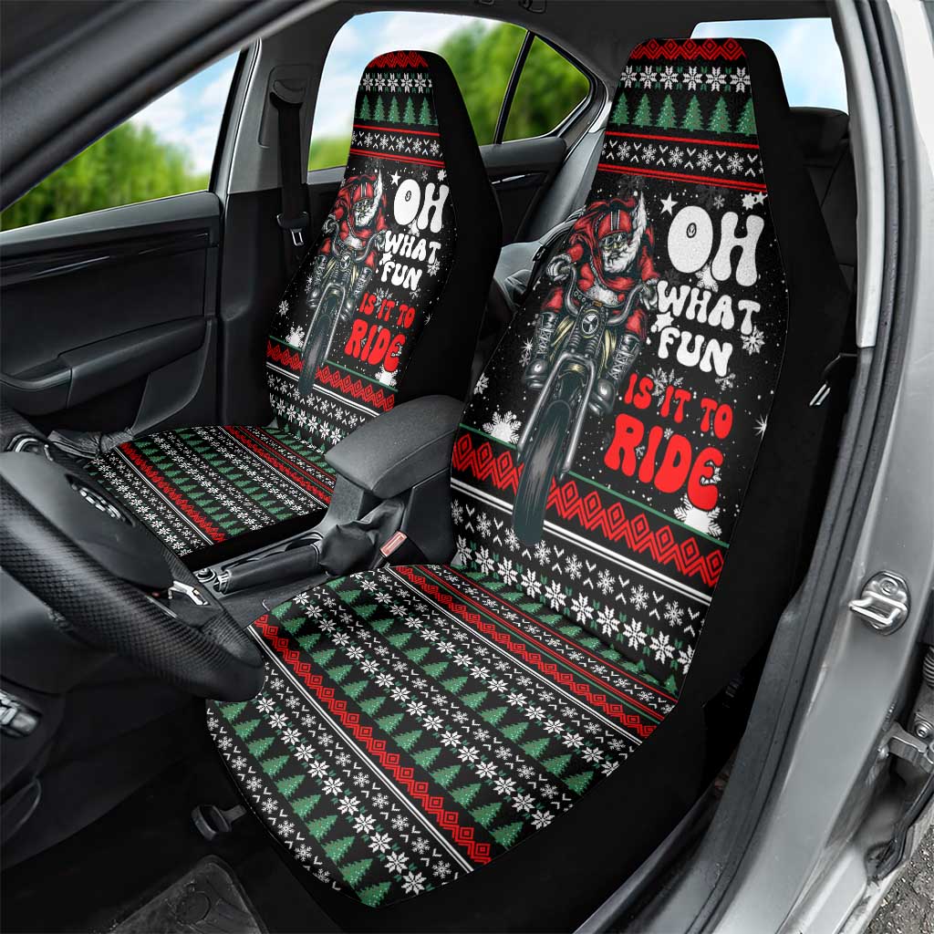 Santa And Motor Christmas Car Seat Cover Xmas Holiday Patterns - Wonder Print Shop