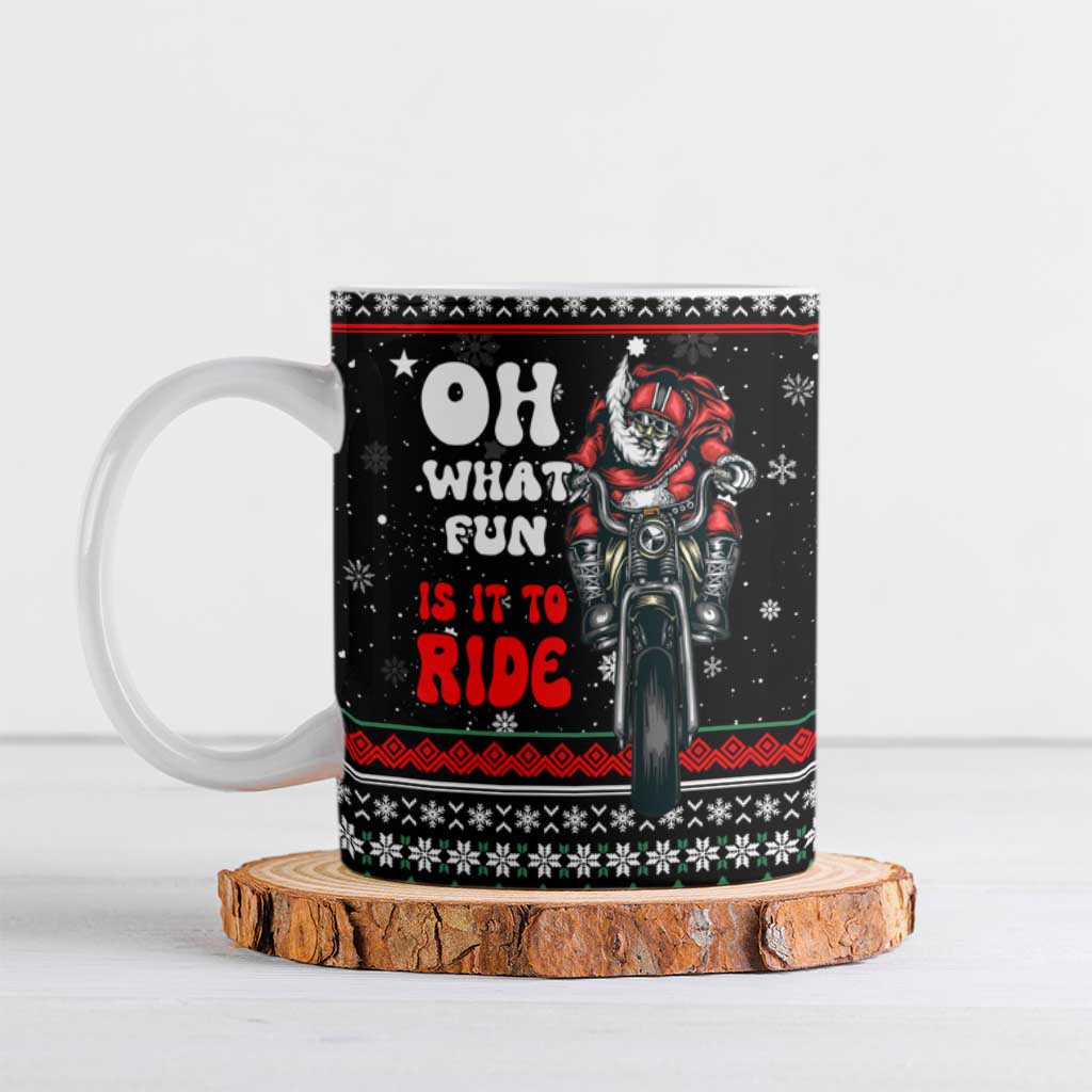 Santa And Motor Christmas Ceramic Mug Xmas Holiday Patterns - Wonder Print Shop