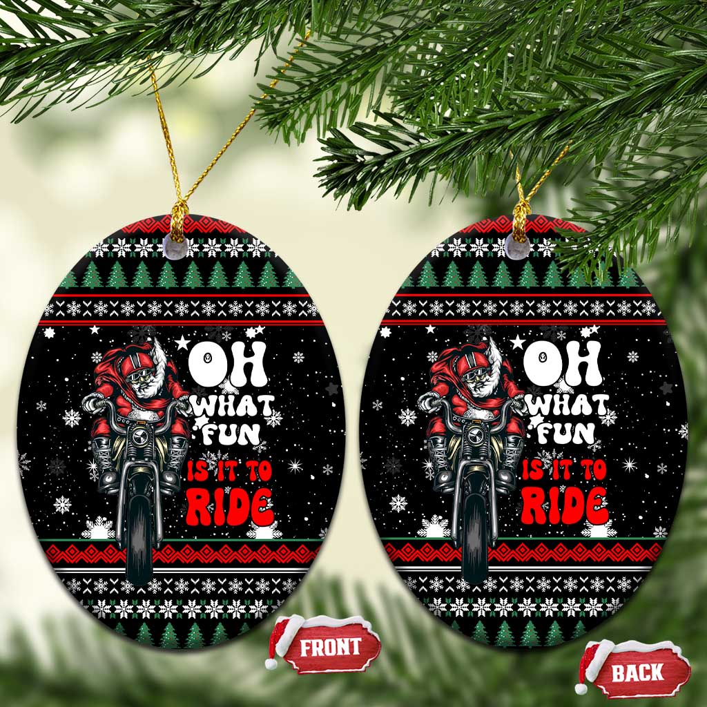 Santa And Motor Christmas Ceramic Ornament Xmas Holiday Patterns - Wonder Print Shop