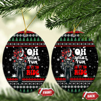 Santa And Motor Christmas Ceramic Ornament Xmas Holiday Patterns - Wonder Print Shop