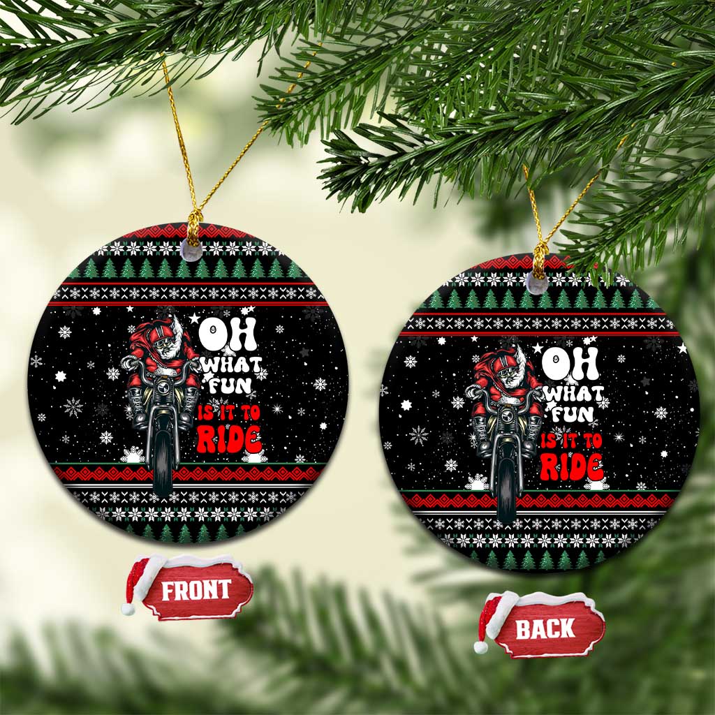 Santa And Motor Christmas Ceramic Ornament Xmas Holiday Patterns - Wonder Print Shop