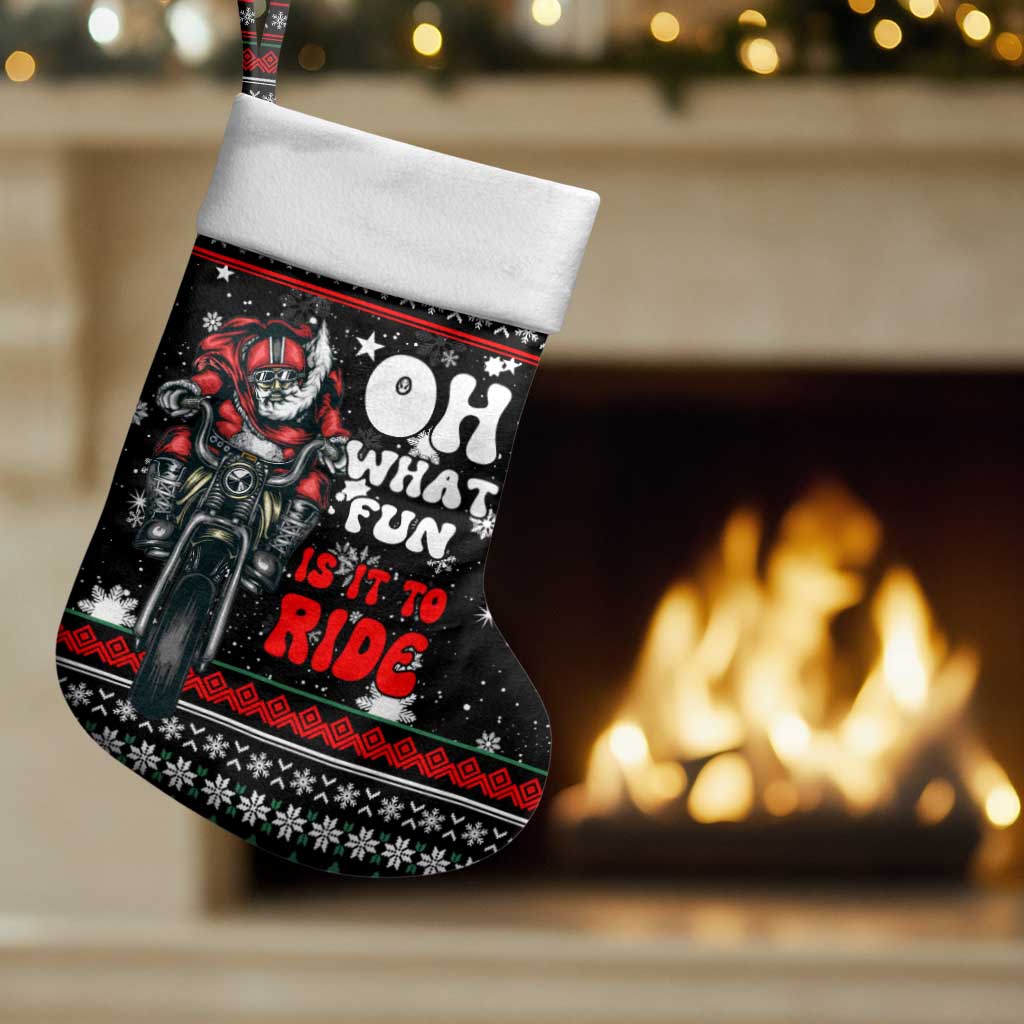 Santa And Motor Christmas Stocking Xmas Holiday Patterns - Wonder Print Shop