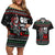 Santa And Motor Christmas Couples Matching Off Shoulder Short Dress and Hawaiian Shirt Xmas Holiday Patterns - Wonder Print Shop