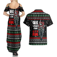 Santa And Motor Christmas Couples Matching Summer Maxi Dress and Hawaiian Shirt Xmas Holiday Patterns - Wonder Print Shop