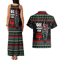 Santa And Motor Christmas Couples Matching Tank Maxi Dress and Hawaiian Shirt Xmas Holiday Patterns - Wonder Print Shop