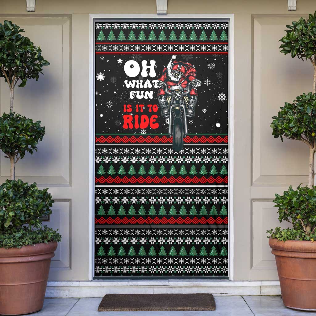 Santa And Motor Christmas Door Cover Xmas Holiday Patterns - Wonder Print Shop
