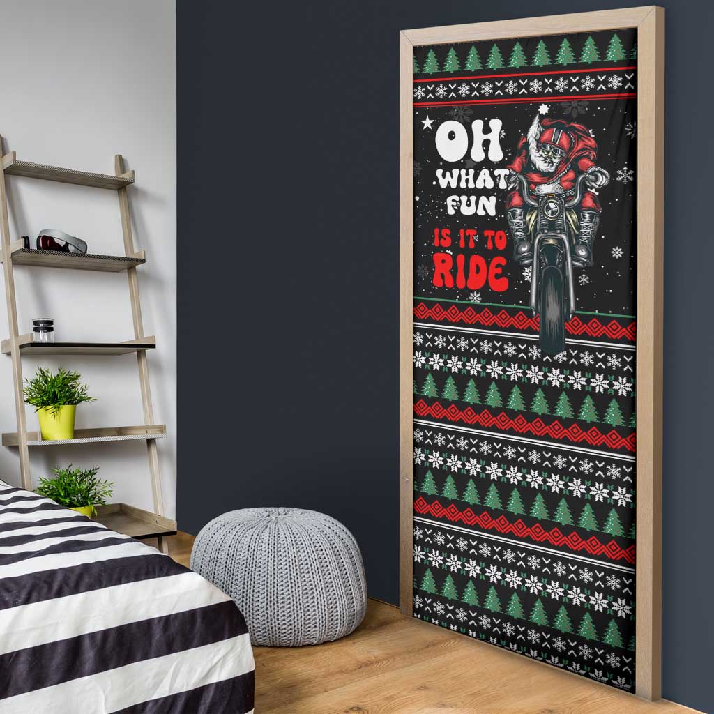 Santa And Motor Christmas Door Cover Xmas Holiday Patterns - Wonder Print Shop