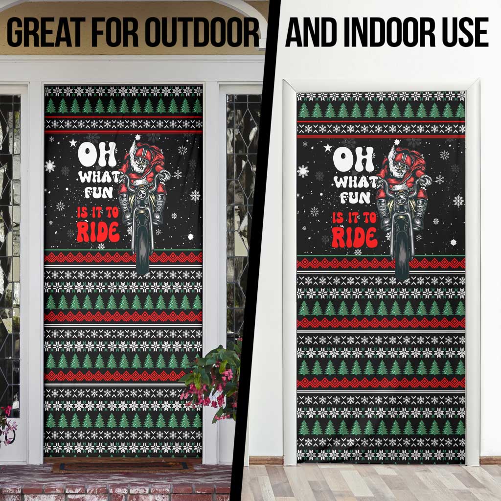 Santa And Motor Christmas Door Cover Xmas Holiday Patterns - Wonder Print Shop