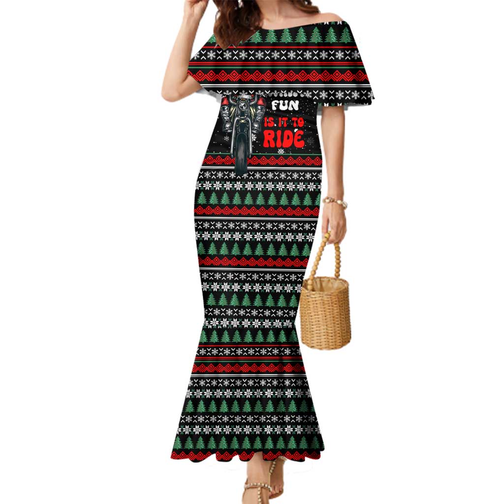 Santa And Motor Christmas Family Matching Mermaid Dress and Hawaiian Shirt Xmas Holiday Patterns - Wonder Print Shop