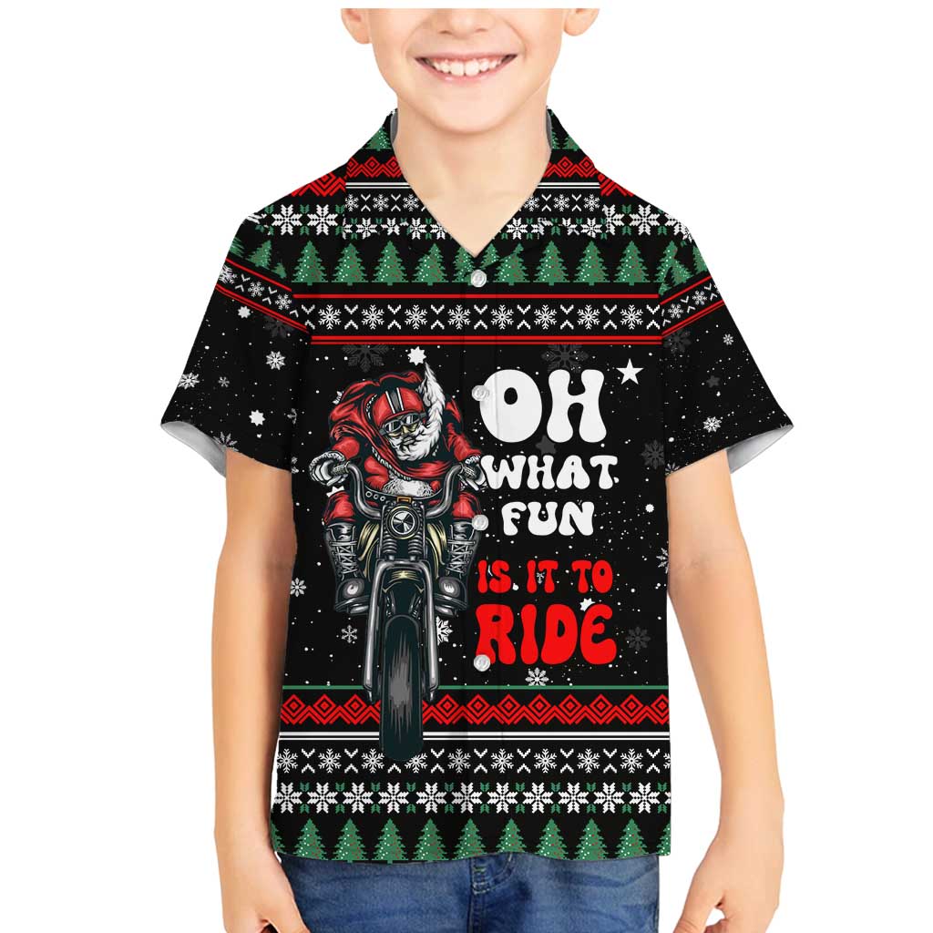 Santa And Motor Christmas Family Matching Mermaid Dress and Hawaiian Shirt Xmas Holiday Patterns - Wonder Print Shop