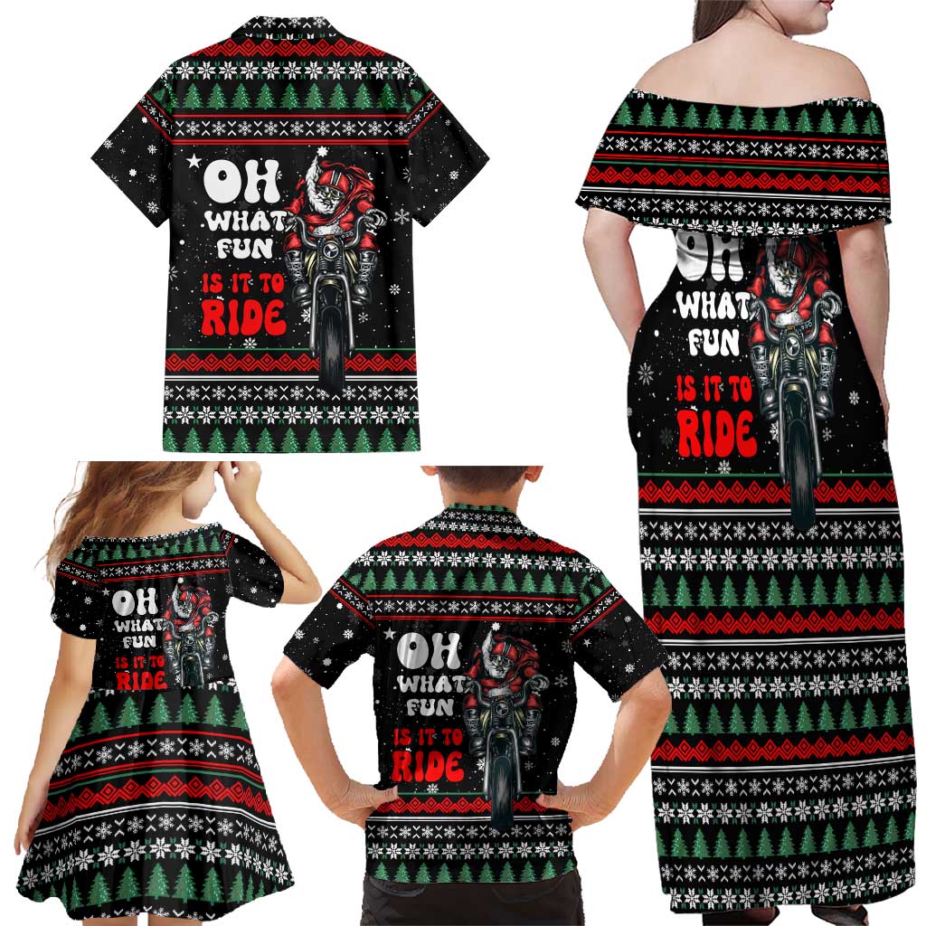 Santa And Motor Christmas Family Matching Off Shoulder Maxi Dress and Hawaiian Shirt Xmas Holiday Patterns - Wonder Print Shop