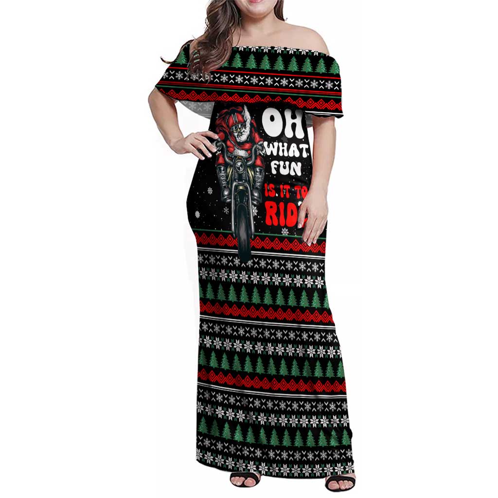 Santa And Motor Christmas Family Matching Off Shoulder Maxi Dress and Hawaiian Shirt Xmas Holiday Patterns - Wonder Print Shop