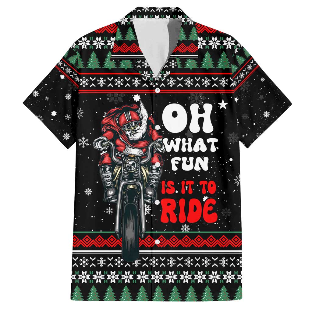 Santa And Motor Christmas Family Matching Off Shoulder Short Dress and Hawaiian Shirt Xmas Holiday Patterns - Wonder Print Shop