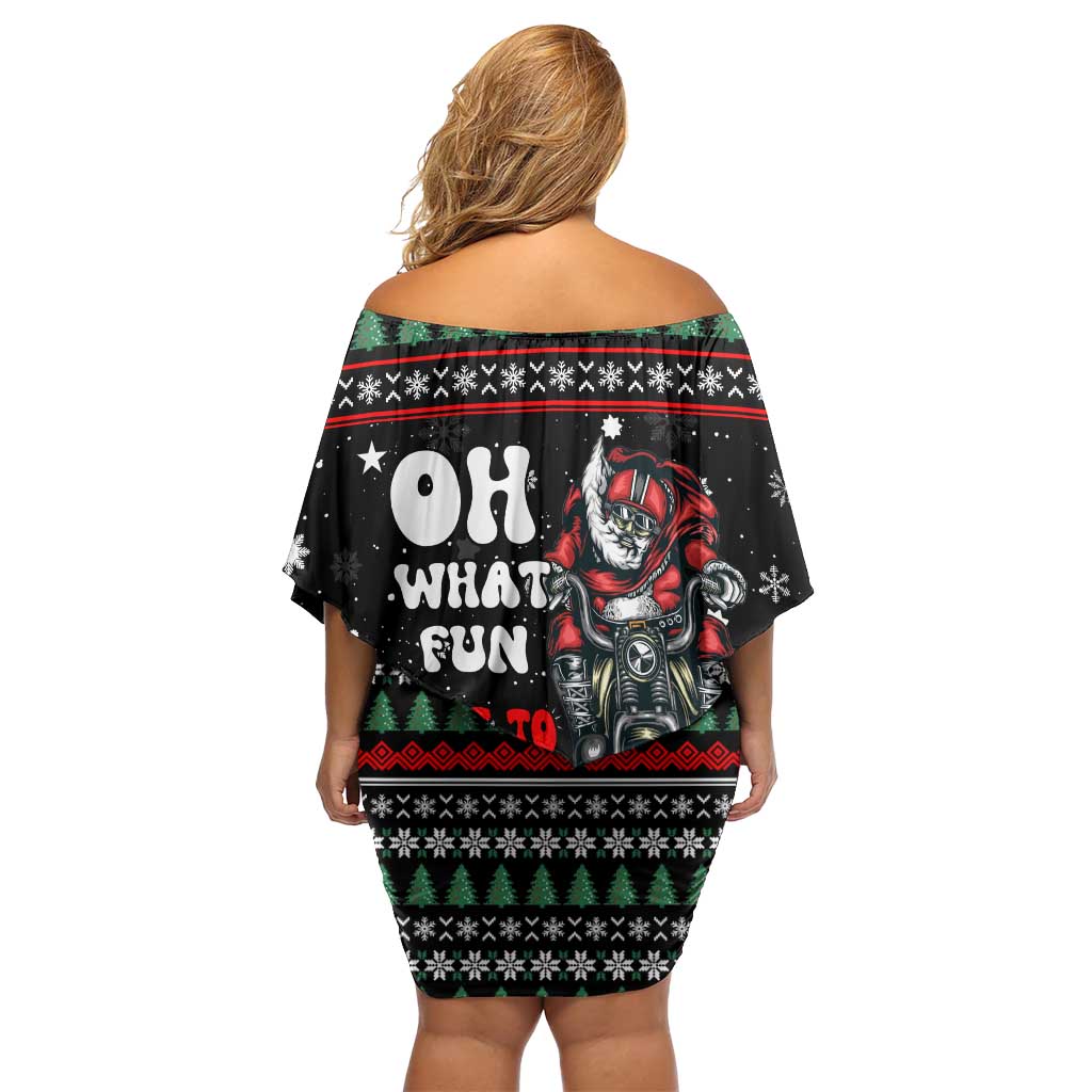 Santa And Motor Christmas Family Matching Off Shoulder Short Dress and Hawaiian Shirt Xmas Holiday Patterns - Wonder Print Shop