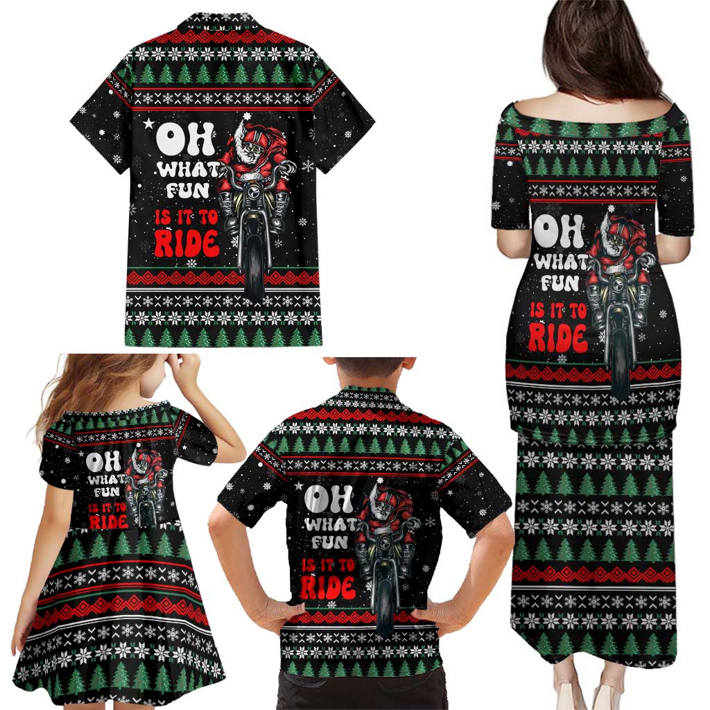 Santa And Motor Christmas Family Matching Puletasi and Hawaiian Shirt Xmas Holiday Patterns - Wonder Print Shop