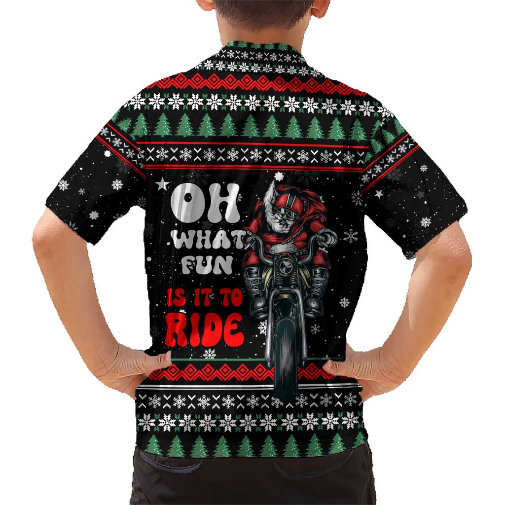 Santa And Motor Christmas Family Matching Short Sleeve Bodycon Dress and Hawaiian Shirt Xmas Holiday Patterns - Wonder Print Shop